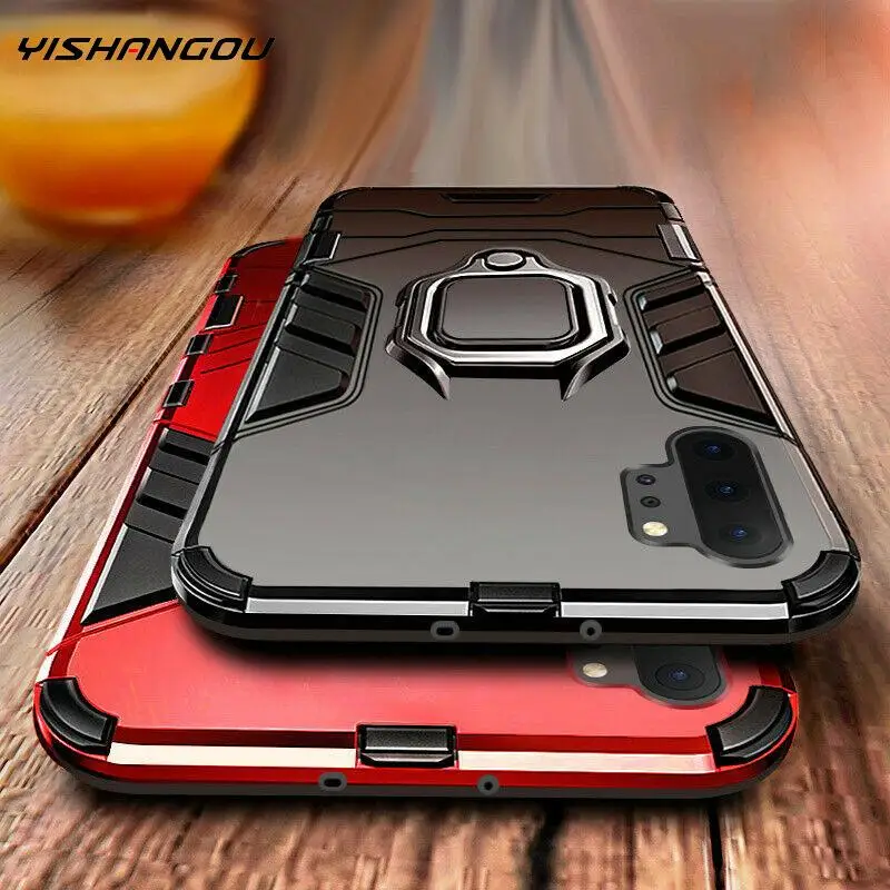 

Shockproof Stand Phone Case For Samsung Galaxy Note 9 10 Pro Holder Ring Armor Case For Samsung S10 S9 S8 A750 A30 A50 Cover