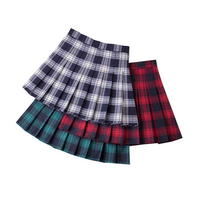 Falda a cuadros para mujer, falda elegante de cintura alta para fiesta, conjunto Sister diario, adolescente, escuela, roja, alta calidad