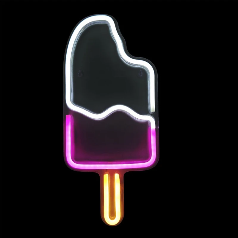 Custom Made Popsicle Ice Cream Neon Light Sign Letters Party Wedding Decorations Home Wall Decor Neon Lamp Gifts Panel Holiday