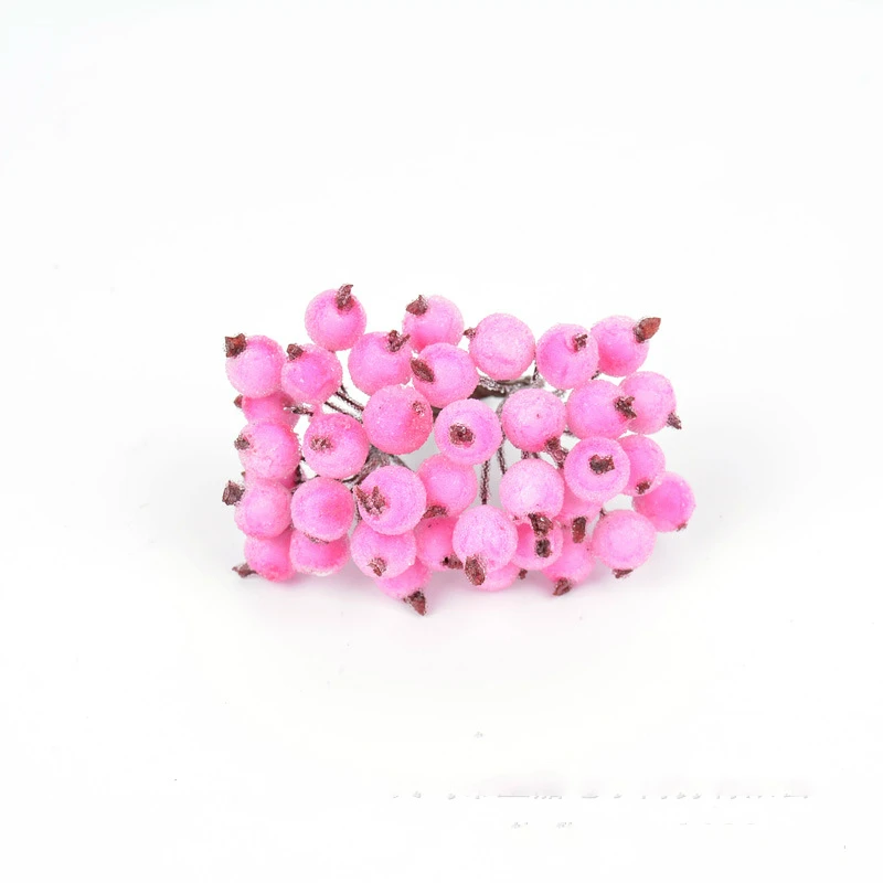40pcs/bundle Decorative Mini Christmas Frosted Artificial Berry Artificial Plants Fruit Foam Berries Candy Box Scrapbooking,artificial fruits and vegetables,artificial holly berries