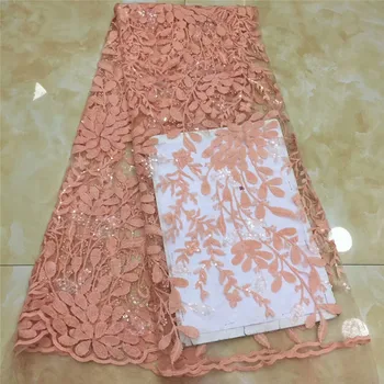 

2019 High Quality French Mesh Lace Fabric Latest African Tulle Lace Fabric With Sequins For Nigerian Men Women Dress X14-100