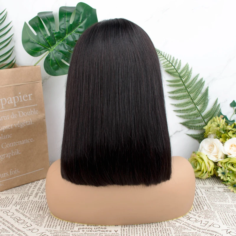Короткие человеческие волосы парики прямые человеческие волосы парики 13 × 4 боб парик для женщин парик с короткими волосами натуральные черные не прямые волосы Реми
