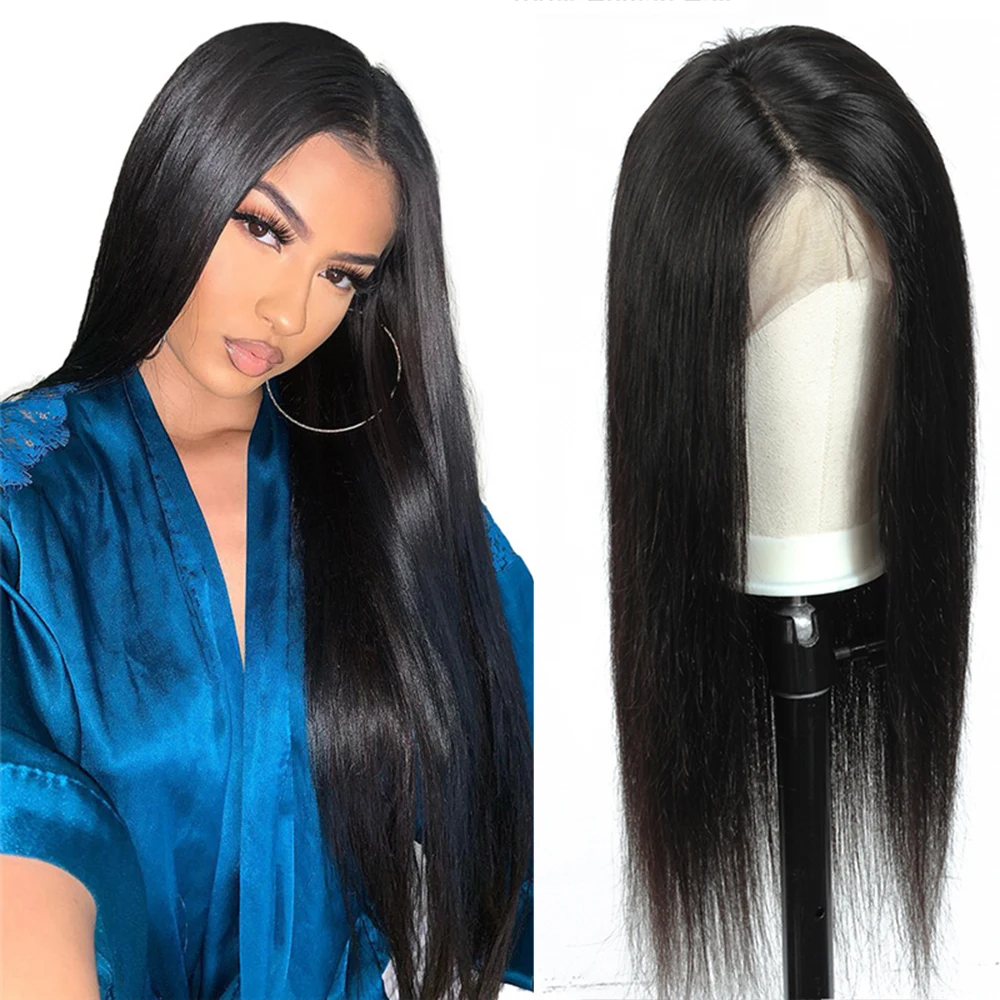 Transparent Lace Frontal 13*4*1 Straight Human Hair Wig Preplucked T part Long Length Hair Extensions 10-30inch remy HighLight