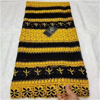 

Nigerian Stones Cord Lace Fabric Milk Silk Water Soluble Lace 2019 High Quality Lace African Guipure Lace Fabric 5yards