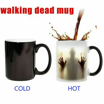 

The walking dead Mug Creative Coffee Mugs Magic Tea Cup Mug zombic daryl Hot Cold Heat Sensitive Color Changing Halloween Gift