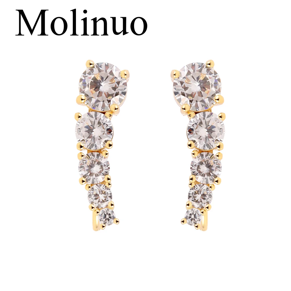 

Molinuo 2019 new design creative single row shines five zircon earrings generous minimalist earrings gift for women