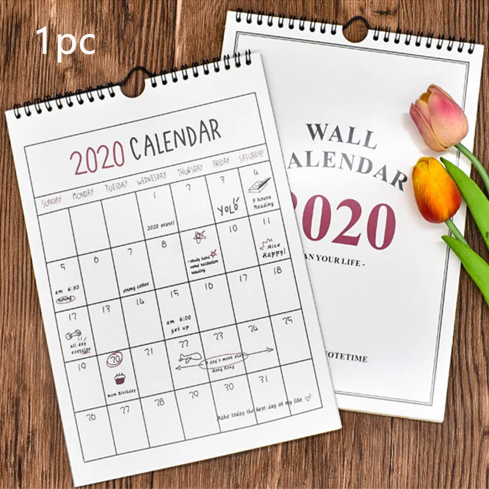 Home Annual Planner Cartoon Organizer Monthly Hand Drawing Daily Schedule Yearly Agenda Academic Wall Calendar Desktop