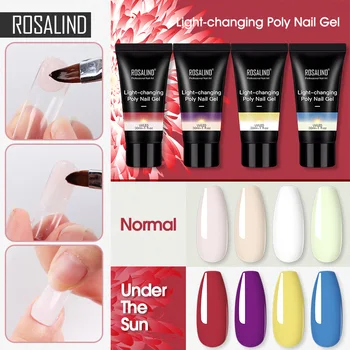 

ROSALIND 4PCS Poly Nail Gel Set Light Changing Builder Gel Nail Extension 15/30ml Poly Nail Kit All For Manicure Need Light