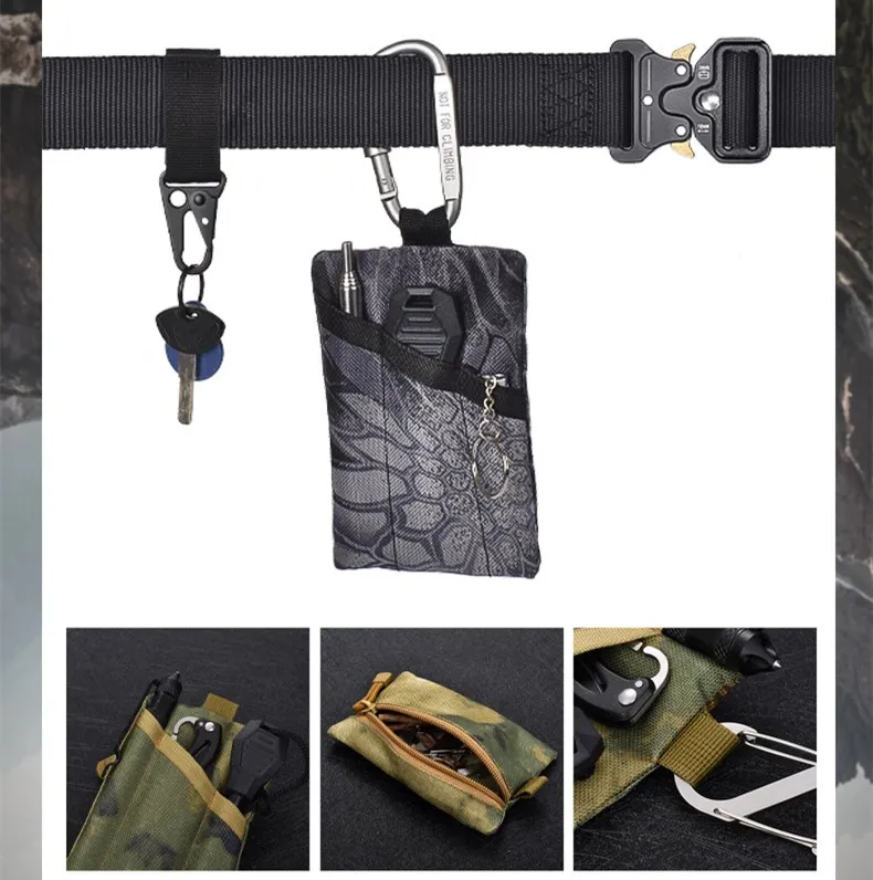 Outdoor Sports Camouflage Tactical Belt Bag Coin Pouch 600D Nylon Military Fan Portable EDC Tools Accessory Storage Hand Bag images - 6