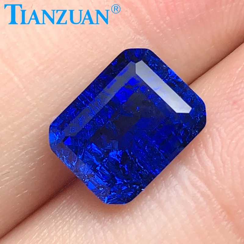 ZAFFIRO BLU 4,45 CT IMPECCABILE TAGLIO SMERALDO SINTESI - Foto 10