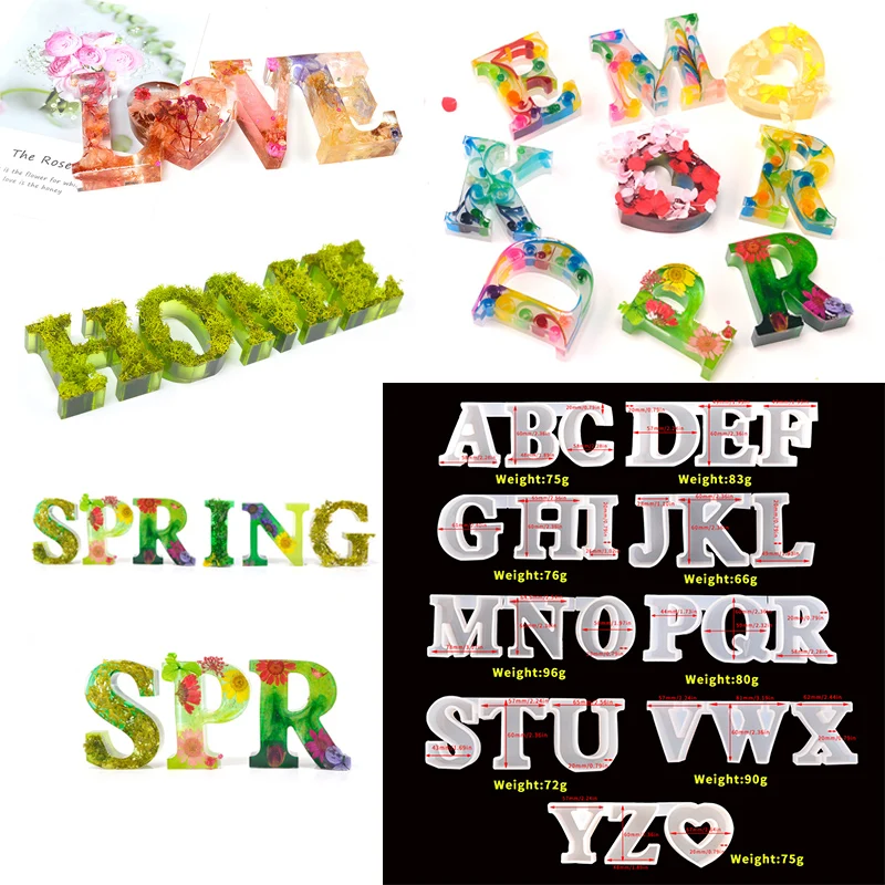 TC159 27 Pcs Letters Resin Mold Jewelry Kits Clear Alphabet Silicone Molds Making DIY Crafts Supplies Wholesale tc159 27 pcs letters resin mold jewelry kits clear alphabet silicone molds making diy crafts supplies wholesale