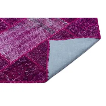 

Handmade Fuchsia Vintage Overdyed Patchwork Area Rug 120x180 Cm-3'11''X5'11''