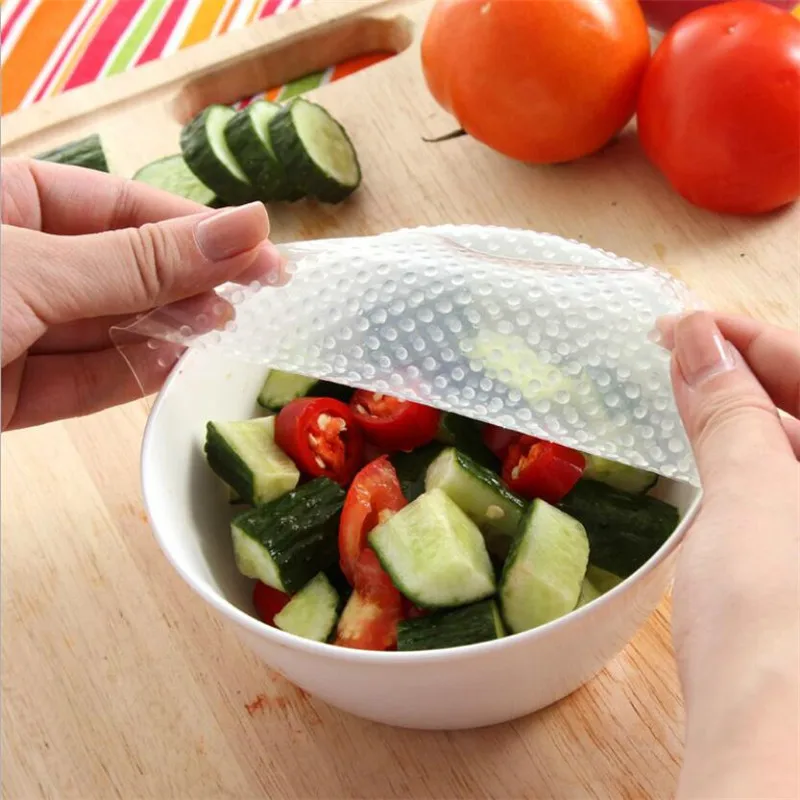 Silicone Bowl Covers 4Pcs Food Fresh Keeping Reusable Wrap Seal Lid Stretch Vacuum Kitchen Accs