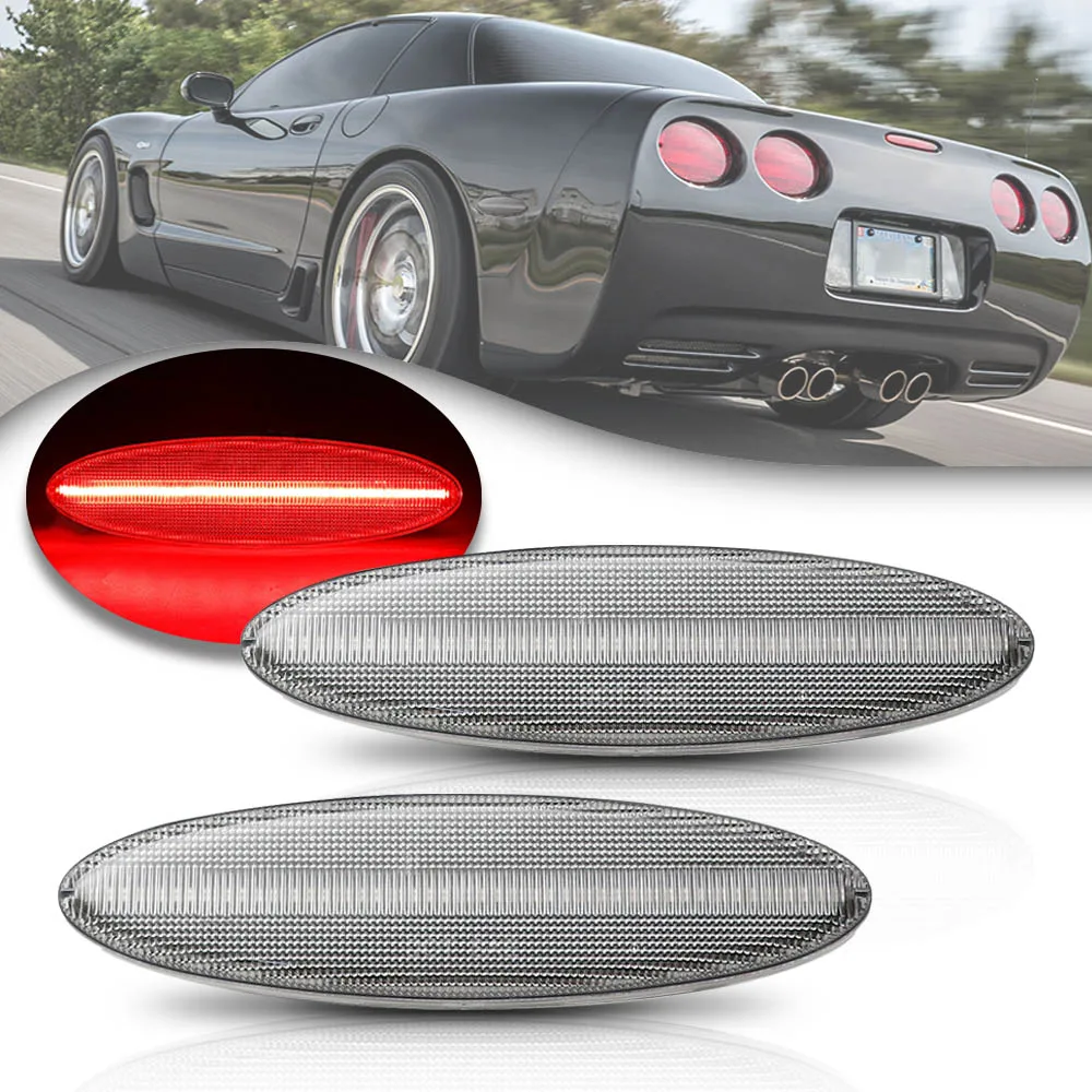 For Chevrolet Corvette C5 1997 2004 Clear Lens Full LED Side Marker