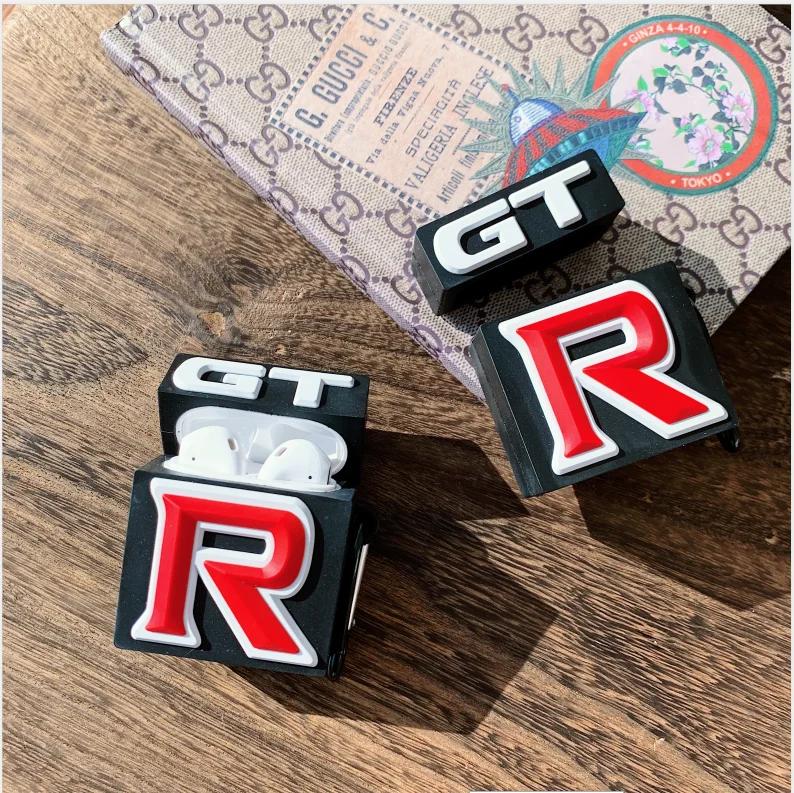 

3D car logo GTR Sports car Headphone Cases For Apple Airpods 1/2 Silicone Protection Earphone Cover funda