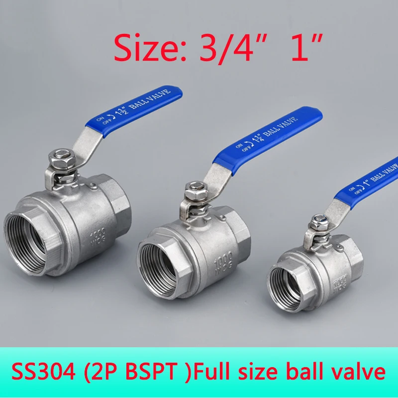 Hembra de dos piezas puertos completos 304 válvula de bola de acero inoxidable 1 “3/4 BSP la rosca del tornillo, el interruptor de la válvula