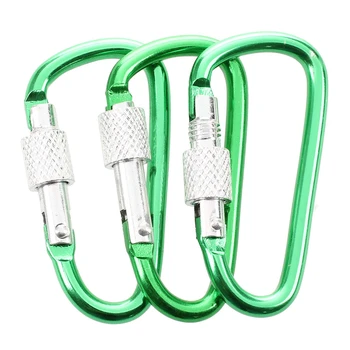 

3 Pcs 5cm Length Spring Loaded Gate Aluminum Alloy Locking Carabiner