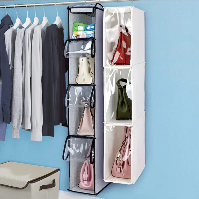 Holocky Closet Hanging Purse Handbag Storage Organizer with Metal Hook 6  Pockets, White - Walmart.com
