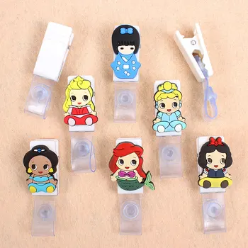 

The New Style Cute Princess Badge Holder Plastic Clip Of Work Cover Badge Reel Nurse Exhibition Enfermera ID Name Card For Girls