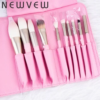 

NEWVEW 10Pcs Pink Style Makeup Brushes Set Powder Foundation Eye Blush Brush Cosmetic Professional Makeup Brush Kit Tools