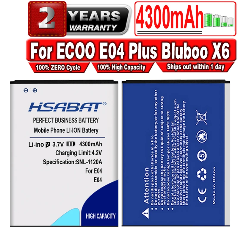 Аккумулятор HSABAT 4300 мАч E04 для ECOO / Plus Bluboo X6 мобильный телефон | Мобильные телефоны и