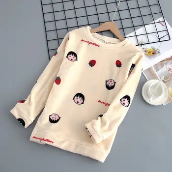 

2020 Winter Flannel Pajamas For Women Thick Warm Velvet Sleep Tops Kawaii Cartoon Homewear Female Plus Size Loose Sleepwear Top