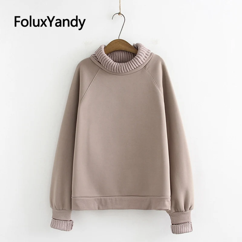 

hoodies women 2019 new oversized hoodie O neck solid long sleeves black khaki sweatshirt women plus size 3 XXXXL KKFY4090