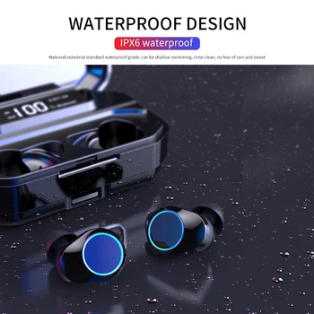 

V5.0 Bluetooth Stereo Earphone Wireless IPX7 Waterproof Touch Earbuds Headset 3300mAh Battery LED Display Type-c Charge Case