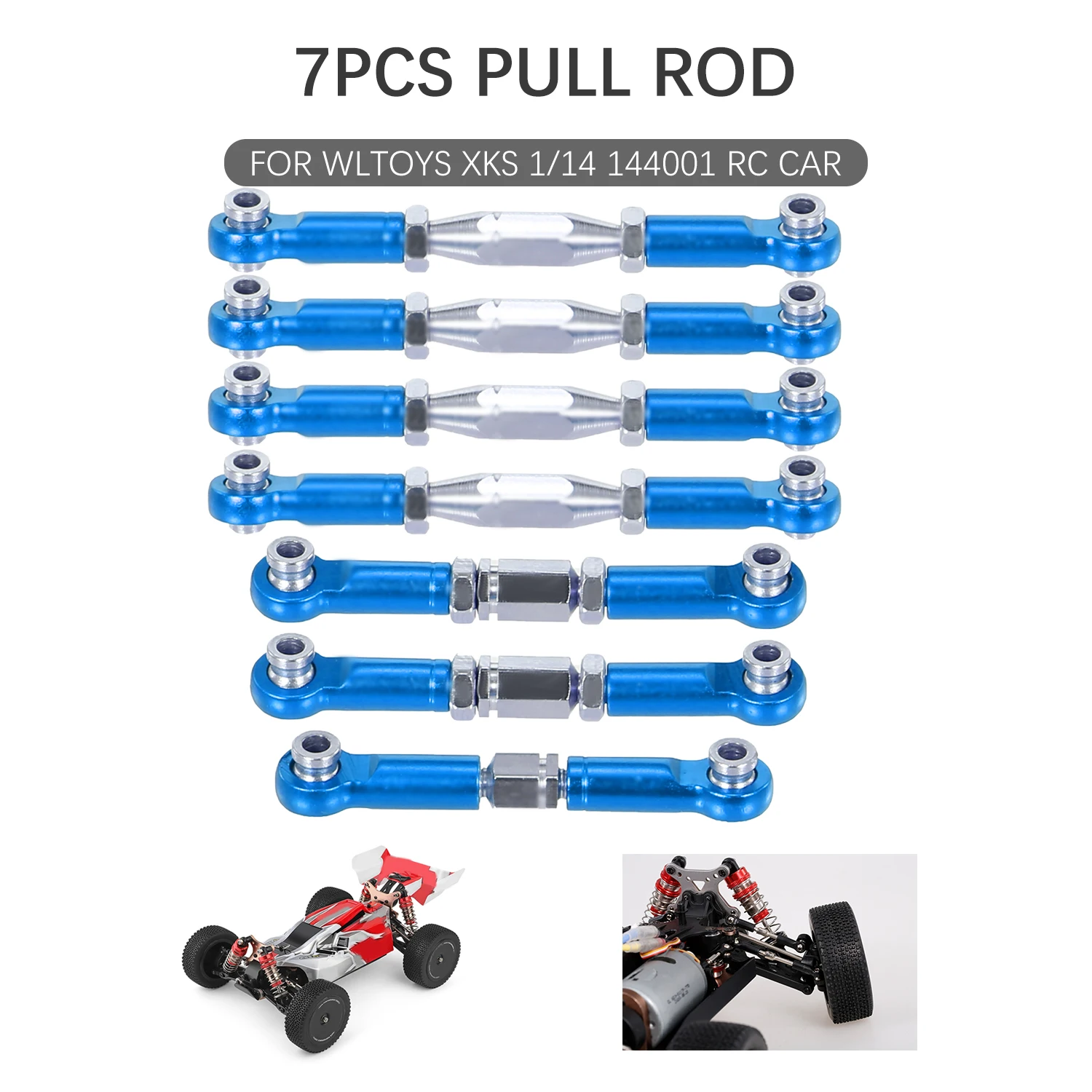 Для WLtoys XKS 1/14 144001 RC автомобиль 7 шт стальные стержни Тяговые из алюминиевого