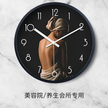 

Beauty Salon Wall Clock Metal Large Clocks Home Decor Creative Club Health Preserving Individual Modern Silent Clock Decor FZ274