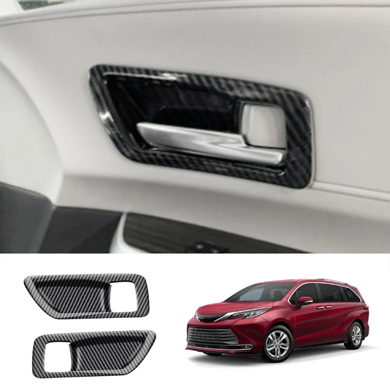 Carbon Fiber Car Door Inner Handle Frame Cover Trim for Toyota Sienna