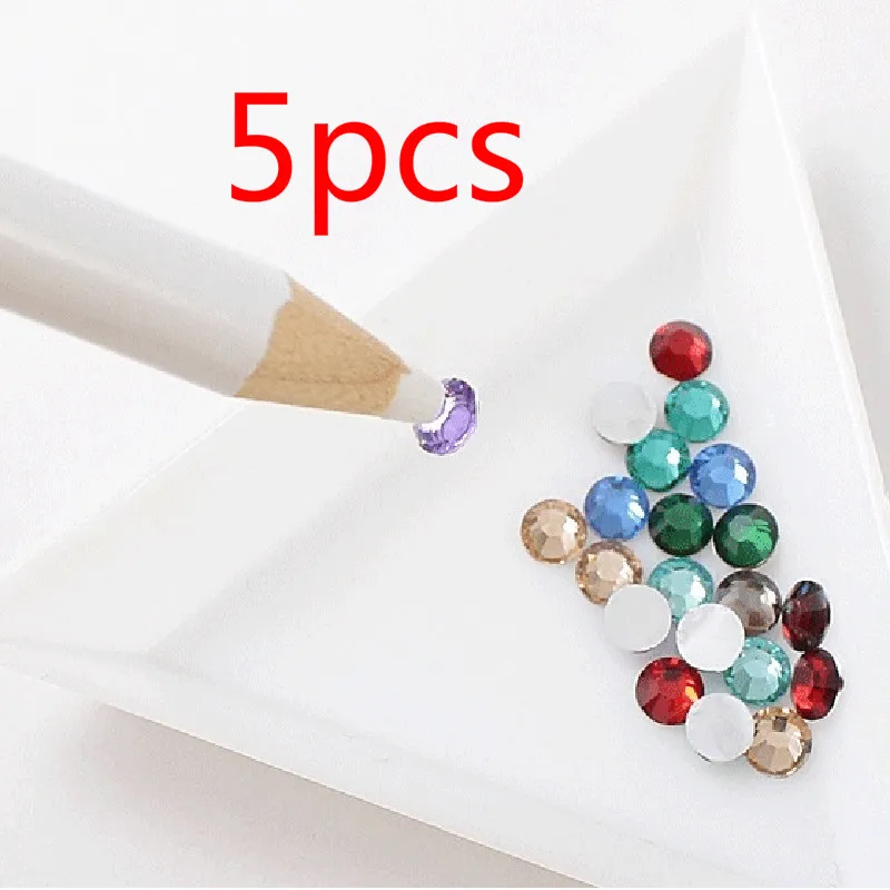 Dark Khaki Professional Nail Art Tool 2 Ways Wooden Steel Dotting Pen Tools Nail Art Rhinestones Gems Picking Crystal Dotting Tool Manicure - Color: Dark Khaki