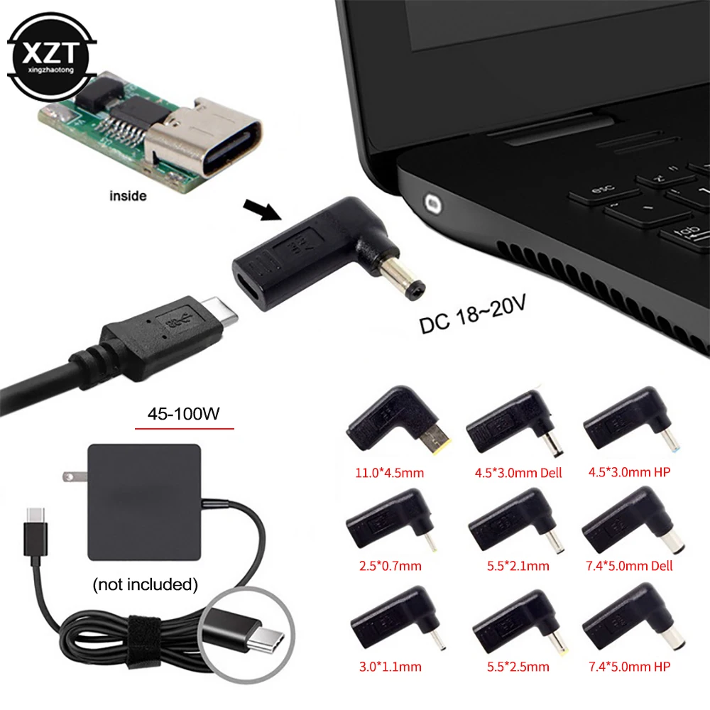 Laptop Power Adapter Type C to DC For Lenovo Asus Hp Dell Acer
