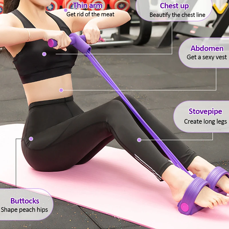 

Fitness Resistance Bands Exercise Equipment Elastic Sit Up Pull Rope Gym Workout Bands Sports Training 4 Tube Pedal Ankle Puller