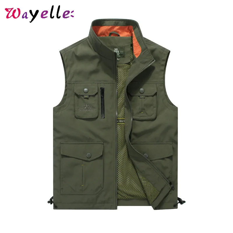 

Tactical Streetwear Jacket Men 2019 Photographer Unloading Tide Vests Solid Military Waistcoat Many Pocket Sleeveless Vest Men