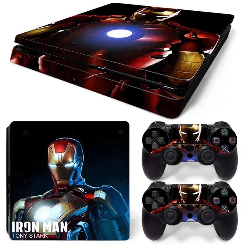 Marvel Spider Man Deadpool Sticker Cover Wrap Protector Skin For Sony PS4 Slim Console & 2PCS Controller Skin Decal For PS4 Slim 