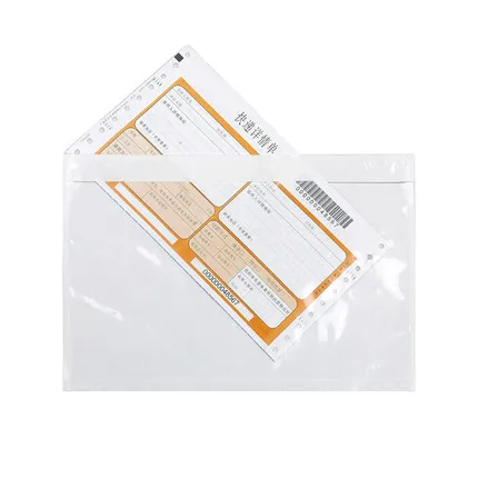 50pcs/Lot Plastic Bags Transparent Backpack Bill Bag Single Invoice Paper Size Packing Stickers Courier Bag Mailing Envelopes