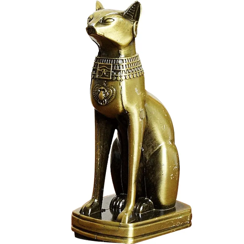 

ANCIENT EGYPT BASTET STATUE METAL CRAFTS RETRO FIGURE SEKHMET CATS GOD SCULPTURE HOME DESKTOP DECORATION SOUVENIR R2929