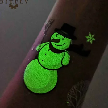 

BIT.FLY 1Pcs New Style Luminous Christmas Ornaments Xmas Tattoo Stickers Removable New Year 2019 Merry Christmas Decorations