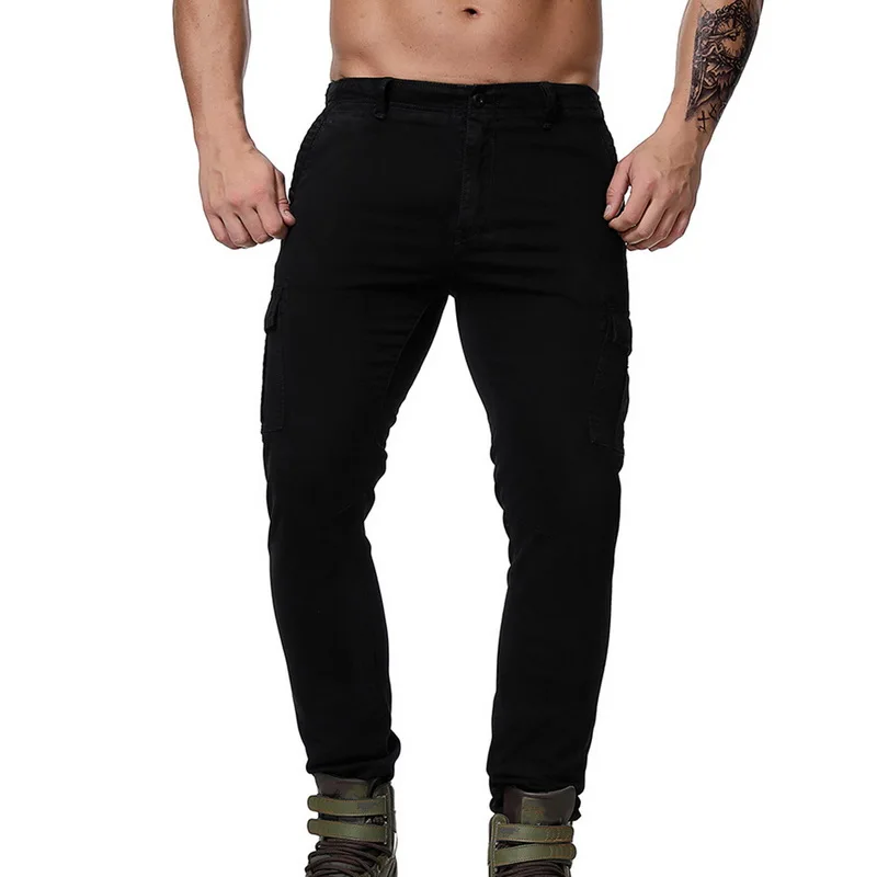 MoneRffi мужские брюки легкий поход брюки мужчины весна осень сплошной тонкий Fit карманы на молнии Брюки карго Брюки для путешествий - Цвет: Black