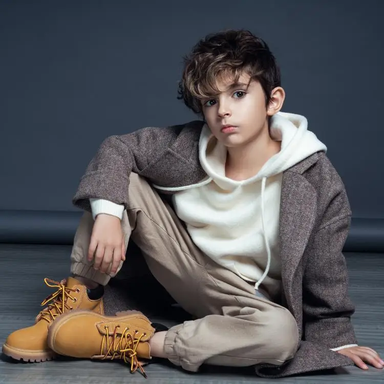 

Thicken Autumn Winter Plaid Woolen Coat Children's Long Wool Double-breasted Jacket Boy Windbreaker Kids Winter Overcoat