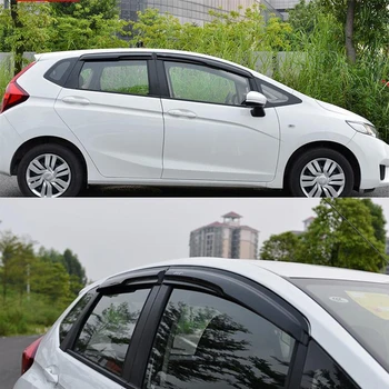 

CEYUSOT 4 pcs/sets For Honda Fit Jazz window visor 2014-2018 car Windows side Sun Rain Protection Shield waterproof visor GK5