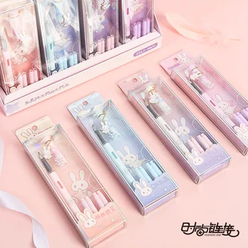 

12 pcs/lot 0.5mm Kawaii Rabbit Pendant Metal Nibs Fountain Pen with Replaceable Ink Bottle Caligraphy Student Writing Supply