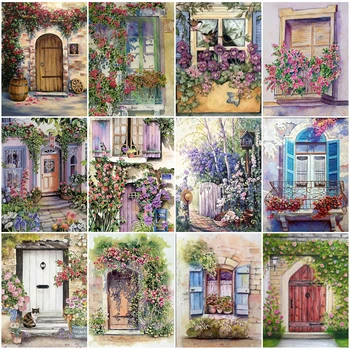

EverShine Diamond Painting Garden Cross Stitch Kit Diamond Embroidery Landscape Door Picture Mosaic Rhinestones Home Decor