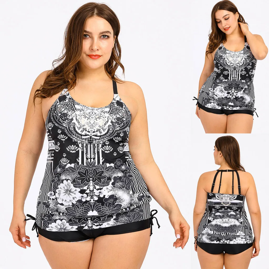 SAGACE Для женщин сексуальная Boho печать Tankini купальник из двух частей в полоску