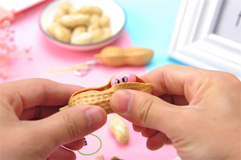 New Unlimited Pinch Squeeze Peanut Meat Soybean Squeeze Decompress Relieve Boredom and Vent Small Keychain Stress Fidget Toys squeezy toys