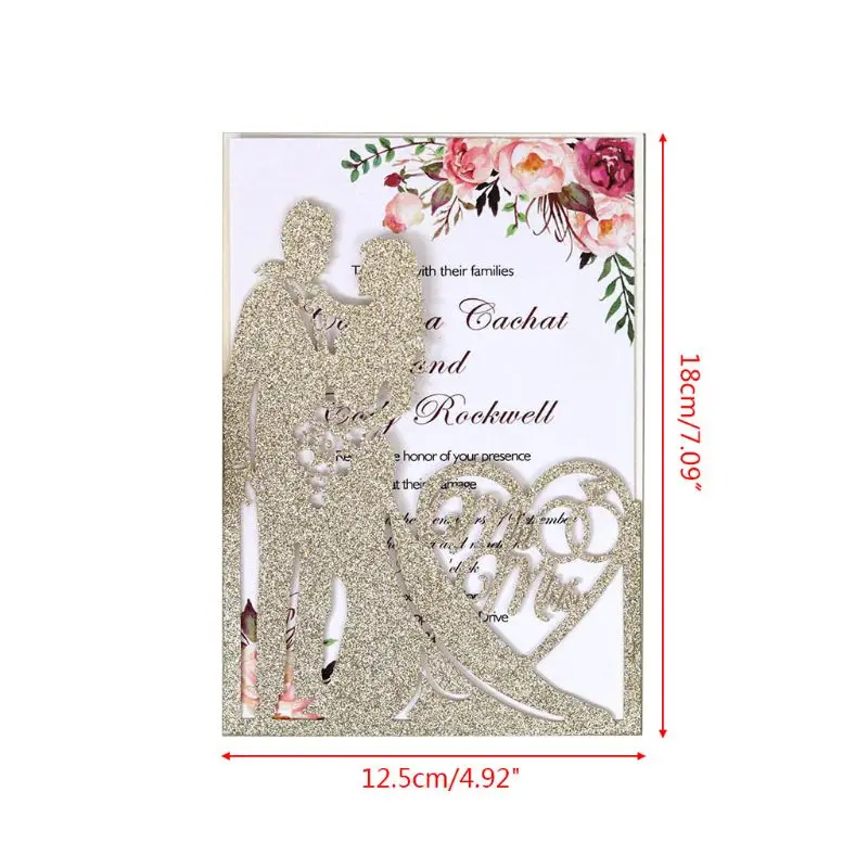 10pcs/set Glitter Laser Cut Mr & Mrs Wedding Invitations Card Party Supplies K4UA - 4.00045E+12