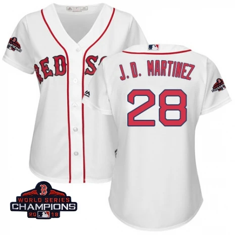 women Youth kids Boston J. D. Martinez Red Sox Scarlet команда чемпионов мира с логотипом игрока красная футболка - Цвет: women