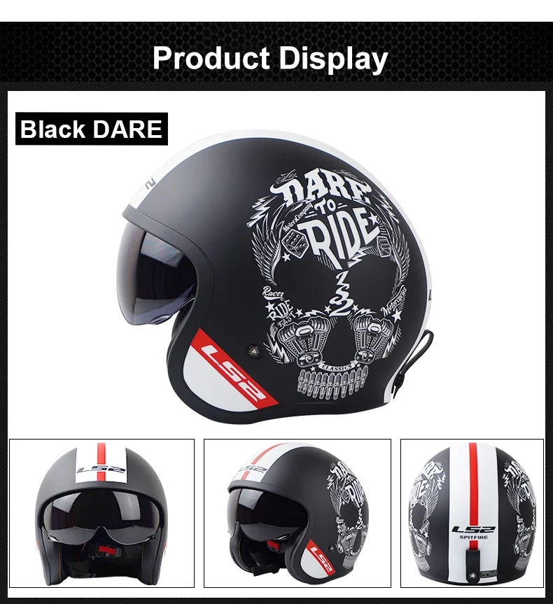 LS2 OF599, Ретро шлем с открытым лицом, мотоциклетный шлем с откидным козырьком и моющейся внутренней накладкой, винтажный Ретро шлем Casco moto LS2
