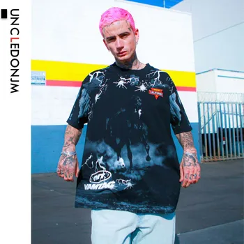 

2020 Men t shirts Harajuku Punk Style Black Tshirt Men Hip Hop 100% Cotton Streetwear Tee Shirt Homme Loose Tops tees T348